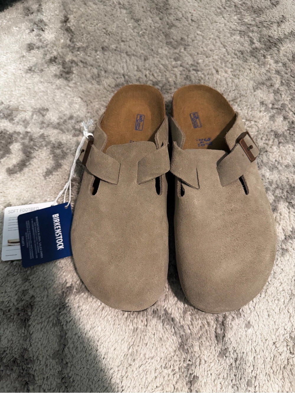 Birkenstock Slip-On Suede Clogs in Taupe